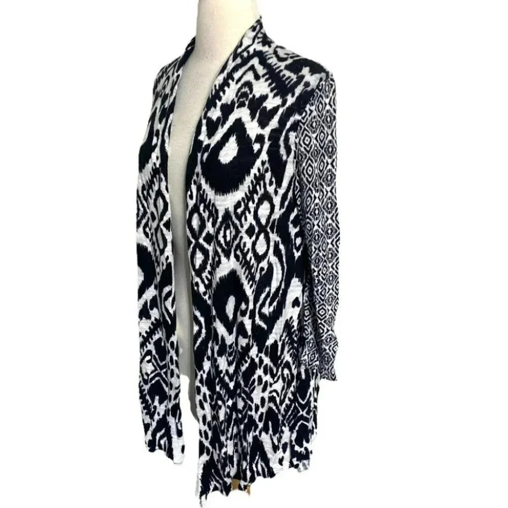Ruby Rd. L Black & White Boho Print Cotton Rayon … - image 2